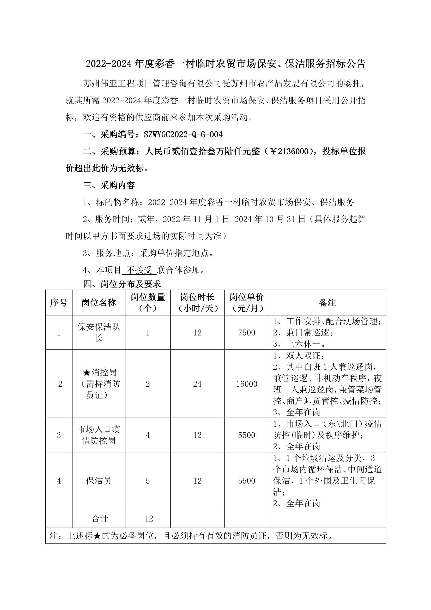 2022-2024年度彩香一村一时农贸市场保安、保洁服务招标布告_1.Png
